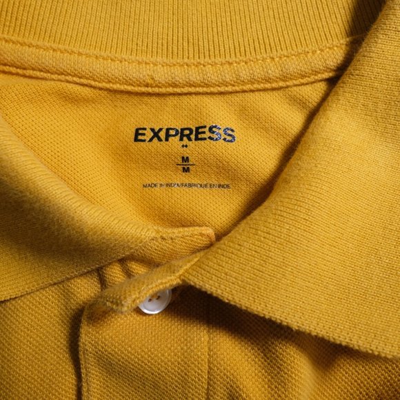 Express Polo Men's Medium Mustard Yellow 100% Cotton - Picture 6 of 9